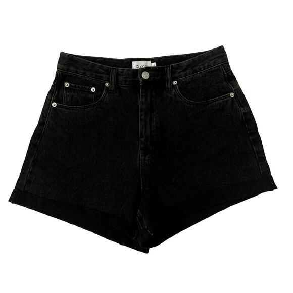 Ghanda Sz 10 High Rise Black Denim Shorts 3" Inseam - Picture 1 of 10